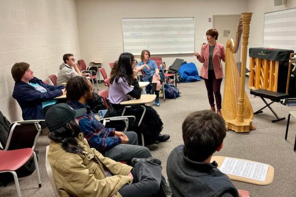 Emily Levin meets with composition students